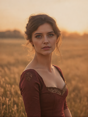 黄昏治愈系乡村风格少妇美女图片